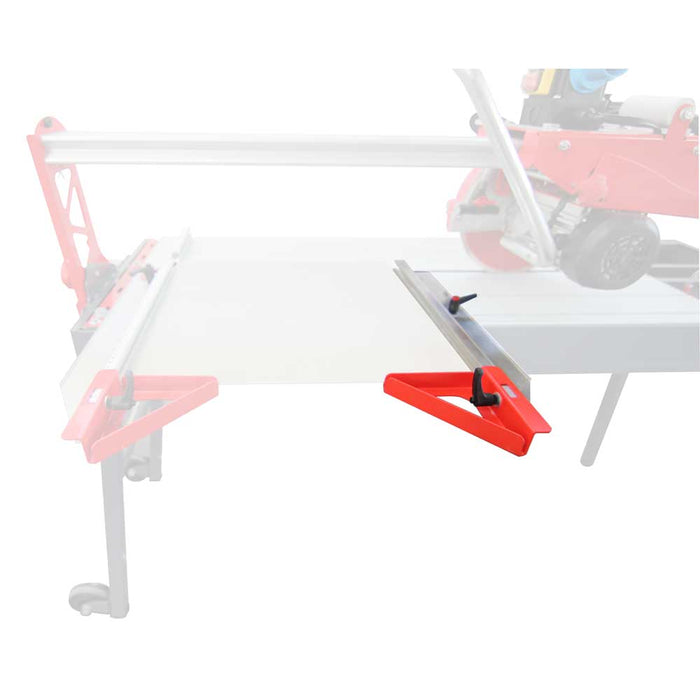 Rubi DX Series tile saw with adjustable length lateral stop installed
