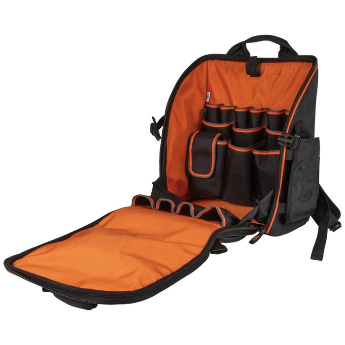 Tradesman Pro™ Tool Station Backpack with back fully unzipped