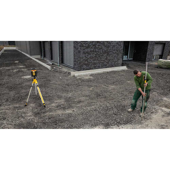 Leveling a construction site with Stabila LAR 350 Rotation Laser Level, receiver and elevation rod