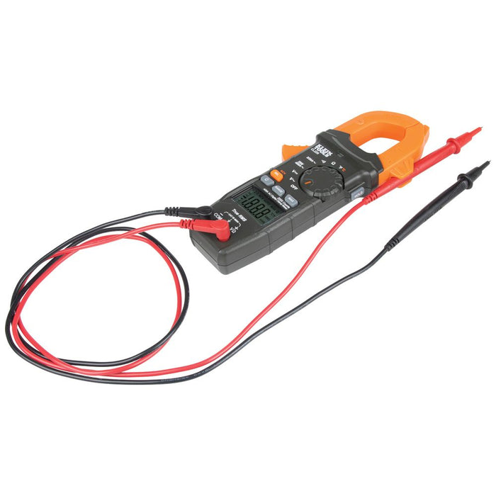 Klein Tools CL220 clamp meter with attached lead testers