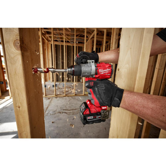 Drilling a conduit into a wood frame with Milwaukee M18 FUEL™ 1/2" Drill Driver