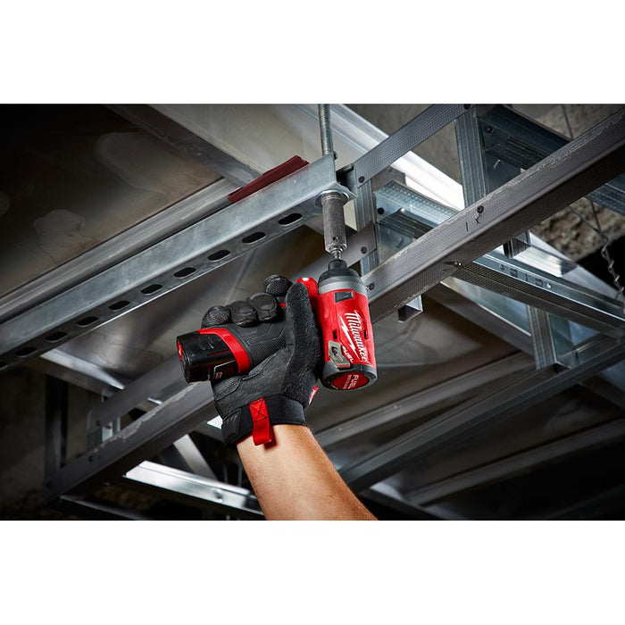 Milwaukee M12 FUEL™ Impact Driver with socket set installing metal frames