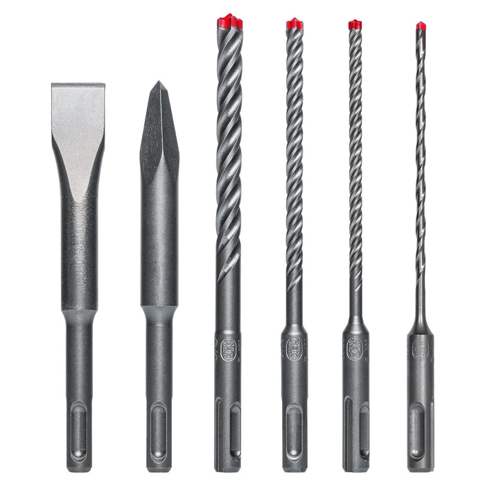 Diablo Tools 6 pc SDS-Plus Rebar Demon™ 4-Cutter Full Carbide Head Bit & Chisel Set