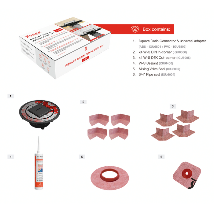 Guru Square Drain Connector Kits