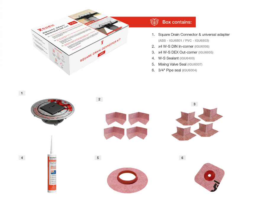 Guru Square Drain Connector Kit