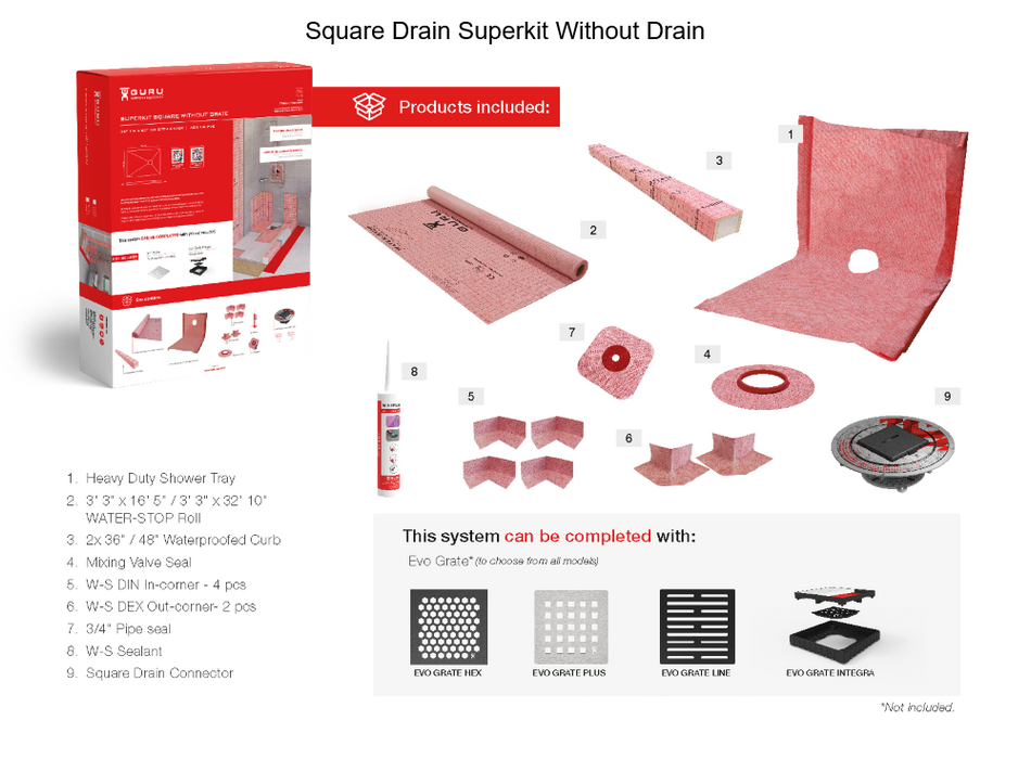 Guru Square Drain Superkits