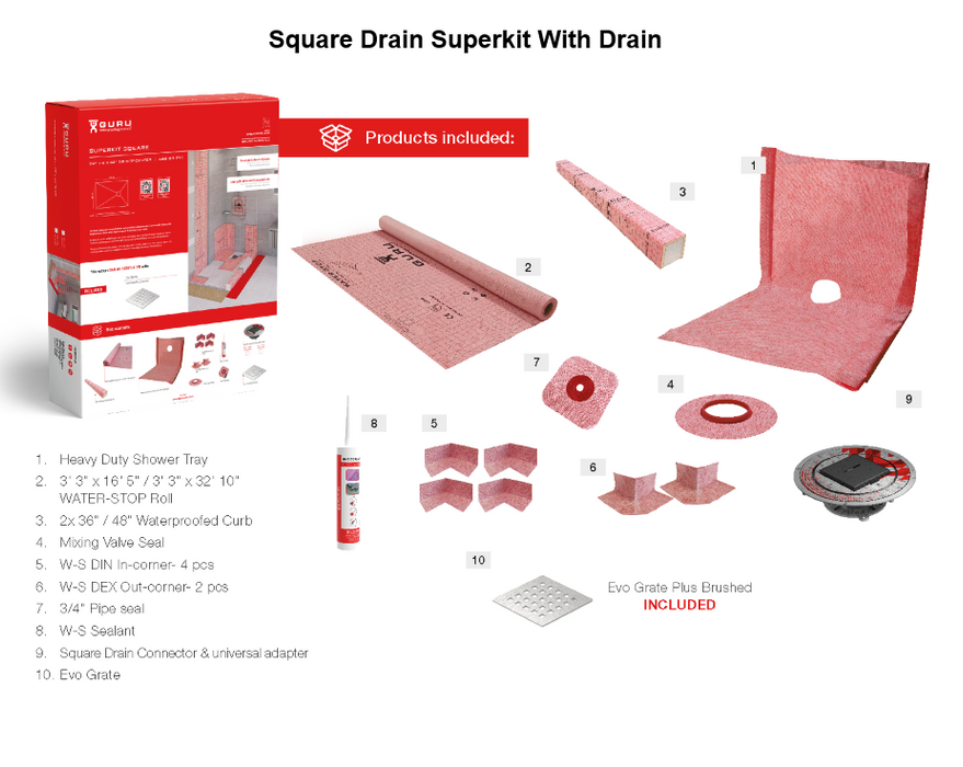 Guru Square Drain SuperKits