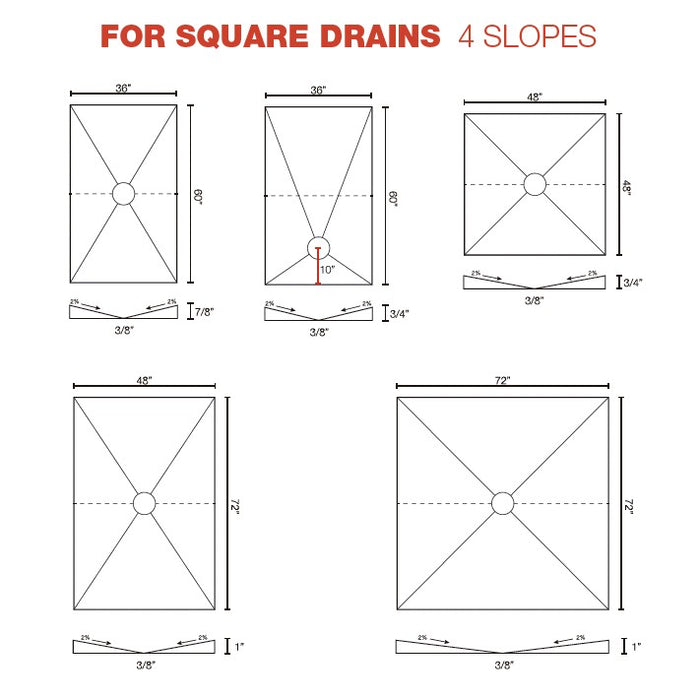 Guru Heavy Duty Pre-sloped Shower Trays for Square Drains