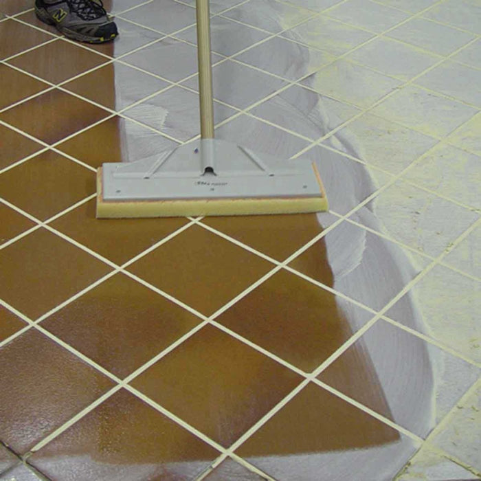 Raimondi Pedalo Washmaster Station is used for cleaning grout on floors with a pole without getting on knees