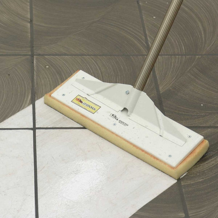 Cleaning commercial grout with Raimondi Pedalo floor sponge