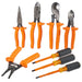 Pliers, screwdrivers, cable cutter and Klein-Kurve wire stripper/cutter