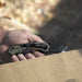 Cutting open a cardboard box with Klein Tools Camo Utility Knife