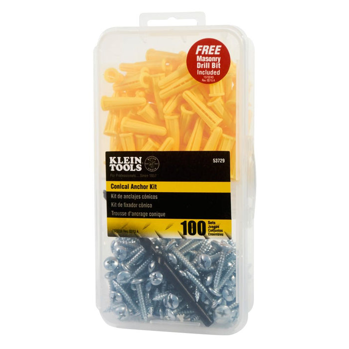 Klein Tools Conical Anchor Kit, 100 Anchors