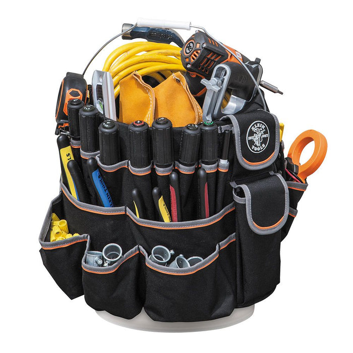 Klein Tools Bucket Bag, fitted with electrician's hand tools