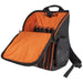 Tradesman Pro™ Tool Station Backpack with back half unzipped showing flashlight