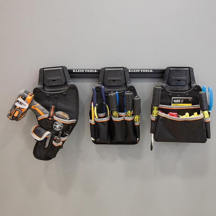 Hanging Klein Tradesman Pro™ Modular Parts Pouch with Belt Clip on wall mount