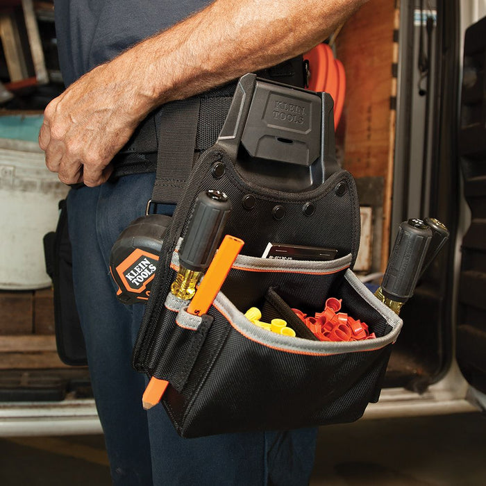 Professional electrician wearing Tradesman Pro™ Modular Parts Pouch on  tool belt