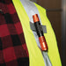 Clipping Klein Tools 56411 flash light to high visibility safety vest