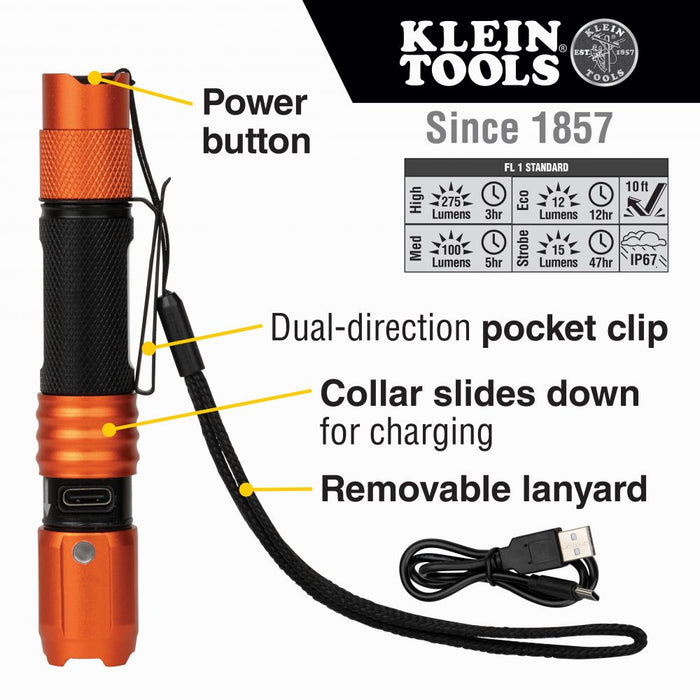Klein Tools Rechargeable Waterproof LED Pocket Light details