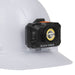 Klein Tools Rechargeable 2-Color LED Headlamp mounted on hard hat