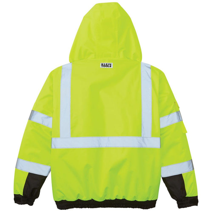 Klein Tools High-Visibility Winter Bomber Jacket rear view