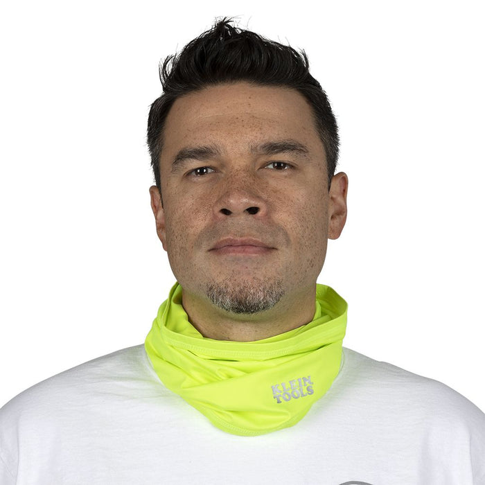 High-Visibility Yellow Cooling Band fitted loosely around neck