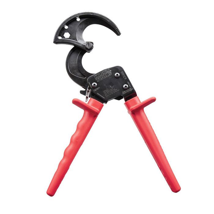 Klein Tools Ratcheting Cable Cutter with open jaws