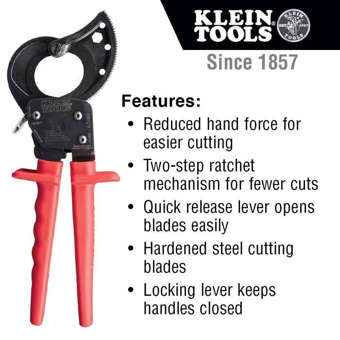 Klein Tools Ratcheting Cable Cutter Features