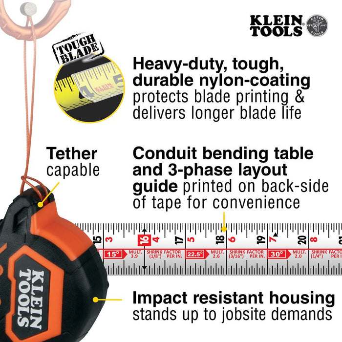 Klein Tools 25' Magnetic Double-Hook Tape Measure details