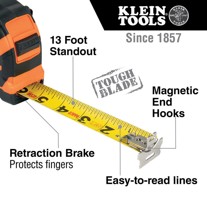 Klein Tools 25' Magnetic Double-Hook Tape Measure specifications