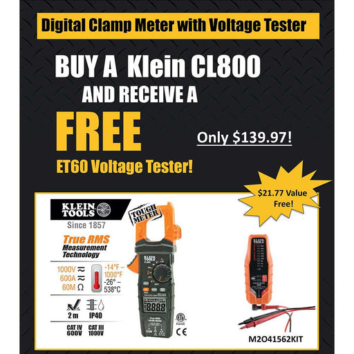 Klein Tools CL800 Digital Clamp Meter with Voltage Tester