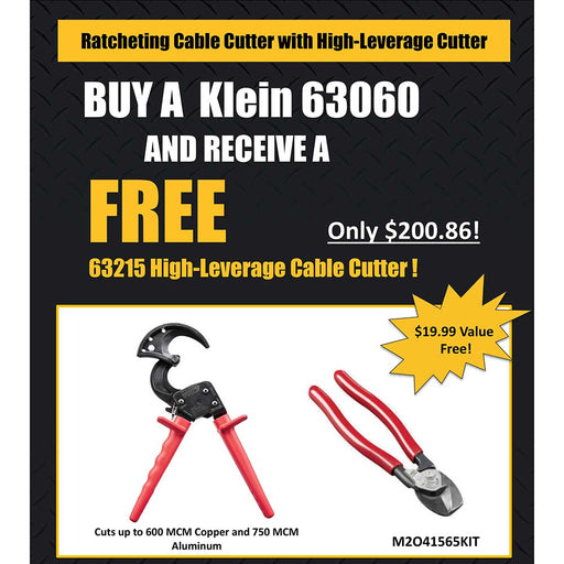 Klein Tools Ratcheting Cable Cutter with High-Leverage Cutter