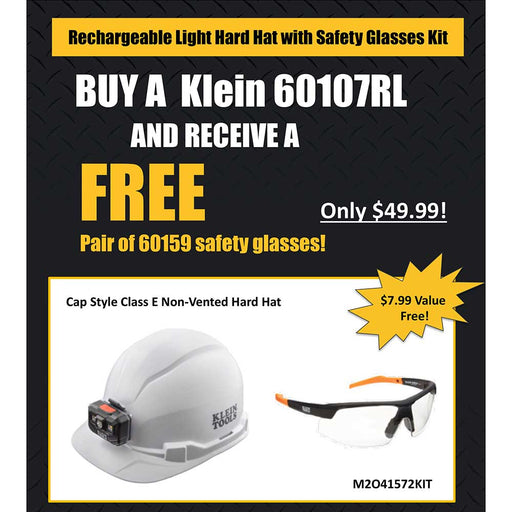 Klein Tools Rechargeable Light Hard Hat with Safety Glasses Kit