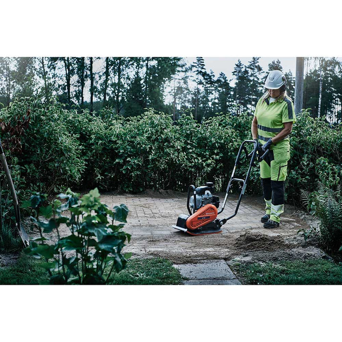 Installing outdoor patio pavers with Husqvarna LF 50 L Plate Compactor