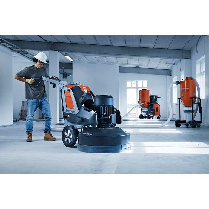Walk behind PG 830 S Floor Grinder with dust extractor for dust-free concrete grinding