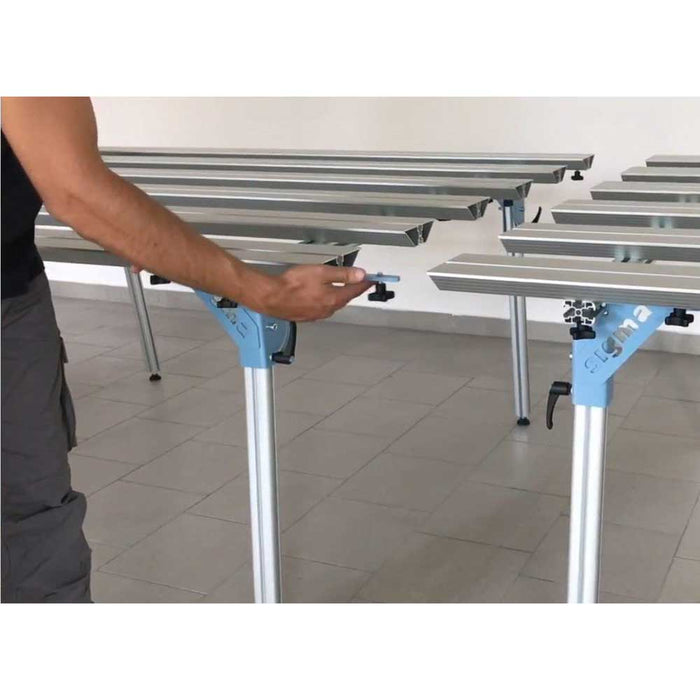 Connecting two Sigma thin porcelain panel tables with easy threaded attachment