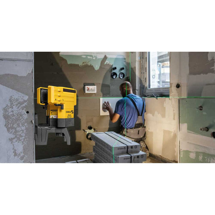 Mounted Stabila LAX 50 G Cross Line Laser for wall tile installation