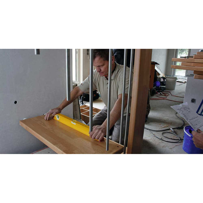 Carpenter creating a level shelf with Stabila Type R300 R-Beam Level