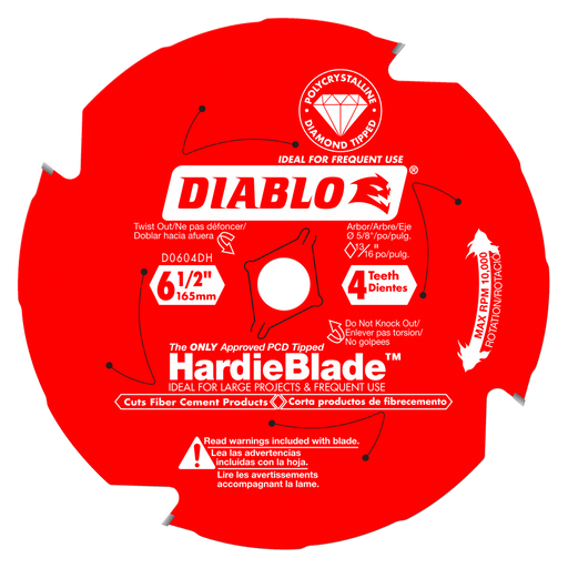 Diablo Tools (PCD) Fiber Cement 6-1/2" x 4 Tooth HardieBlade