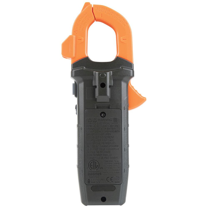 Klein Tools CL 120 clamp meter, rear view