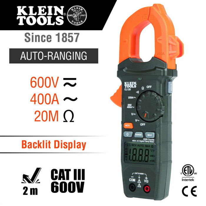 Klein Tools CL 120 clamp meter specifications