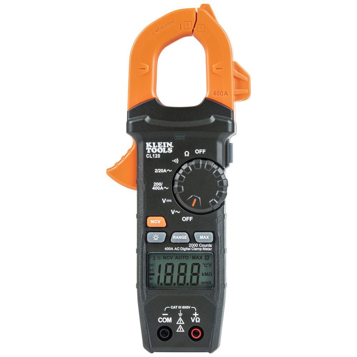Klein Tools CL 120 clamp meter, front view