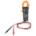 Klein Tools CL 120 clamp meter with lead testers attached