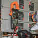 Klein CL220 Clamp meter with lead testers reading voltage
