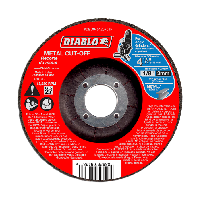 Diablo Tools 4-1/2" Metal Cut Off Discs - Type 27