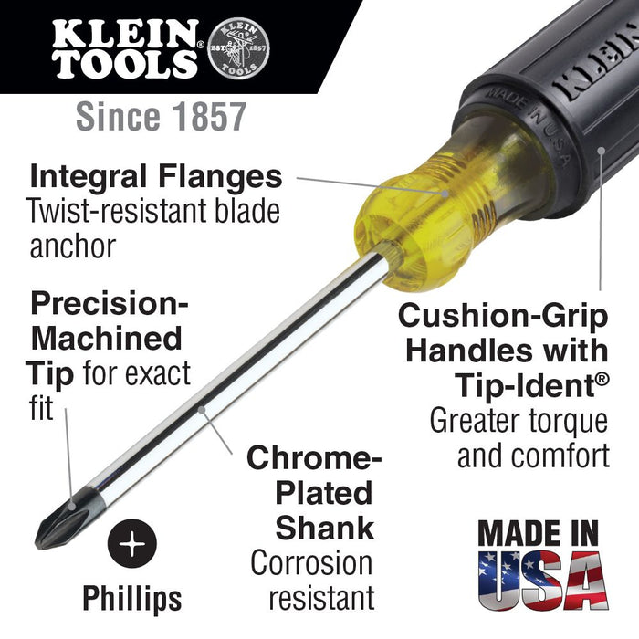 Klein Tools #2 Phillips Screwdriver features