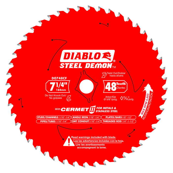 Diablo Tools Cermet II 7-1/4" x 48 Teeth Saw Blade for Metals and Stainless Steel