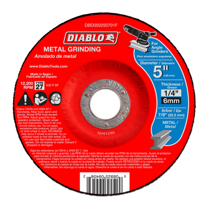 Diablo Tools 5" Metal Grinding Discs - Type 27