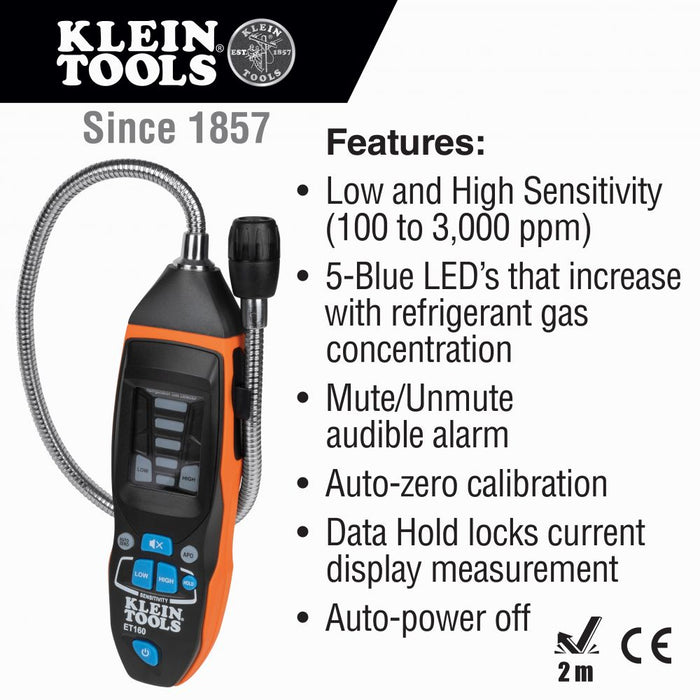 Klein Tools Refrigerant Gas Leak Detector ET160 features