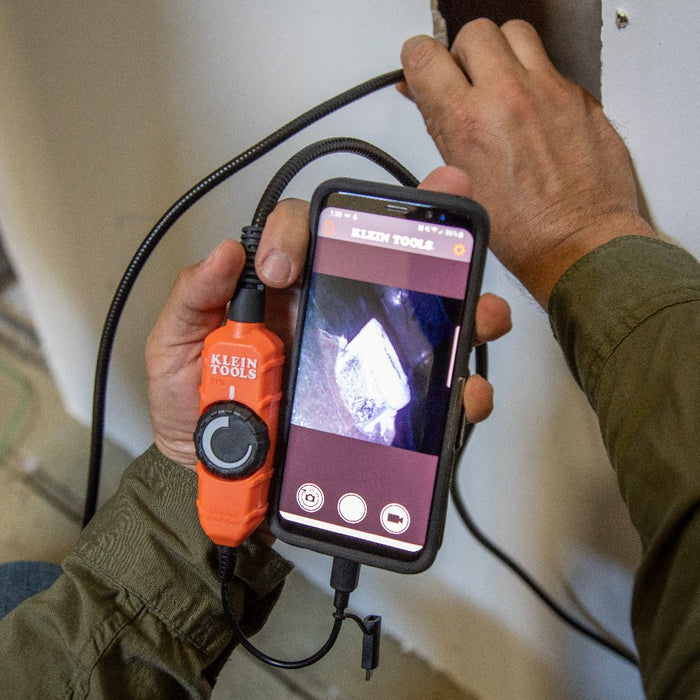 Checking in walls with Klein Tools ET16 Borescope and Android device